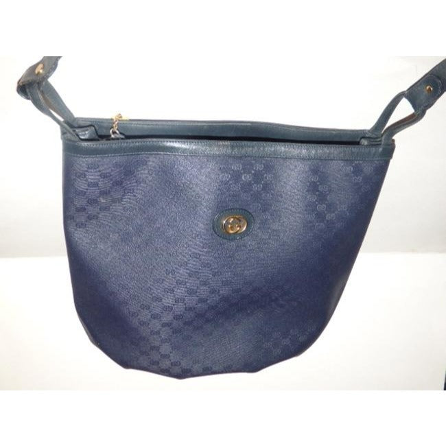 Gucci Vintage Pursesdesigner Purses Blue Small G Logo Coated Canvas And Leather Satchel