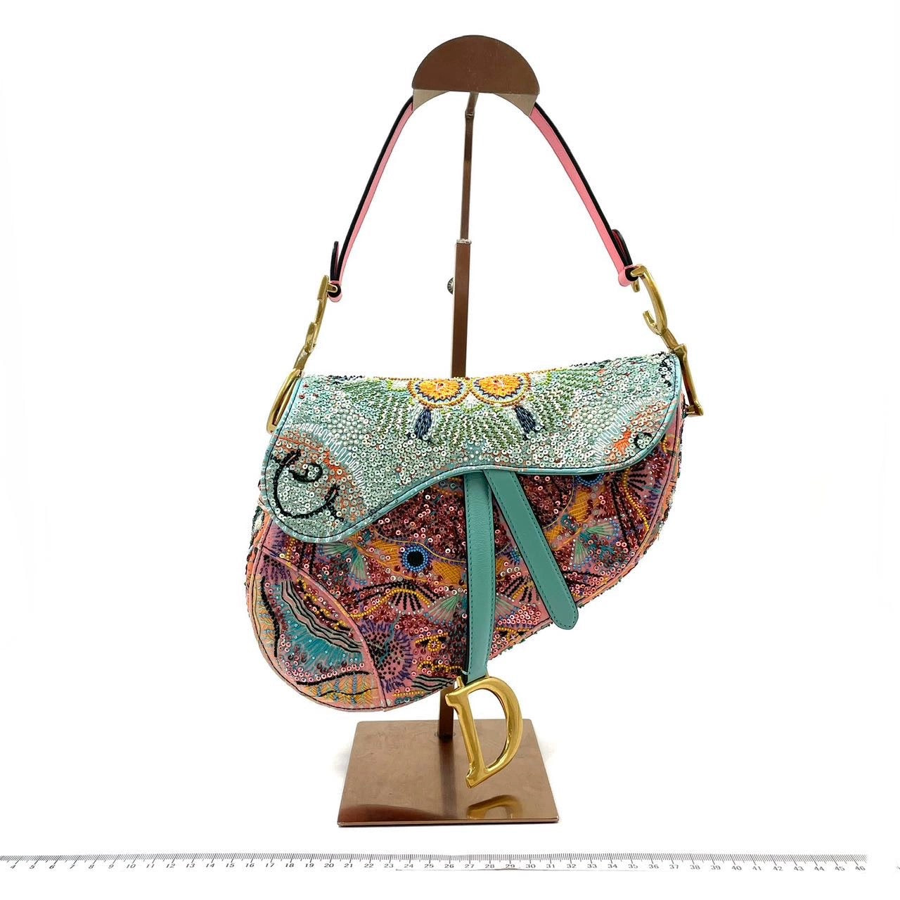 Dior In Lights Saddle Medium Multicolor Beads and Calfskin Leather Shoulder Bag