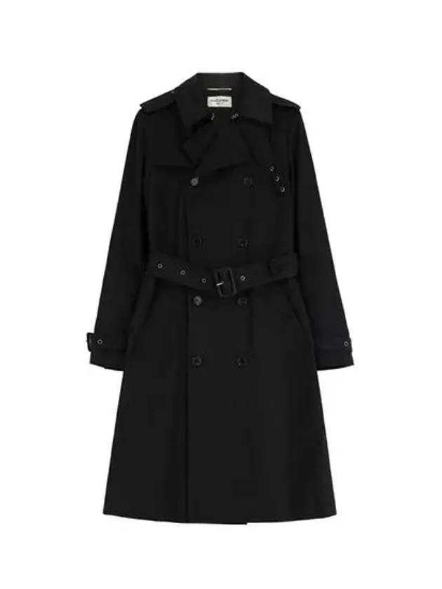 Luxury Saint Laurent Trending 2025 Gabardine Classic Saint Gabardine Trench Coat Black