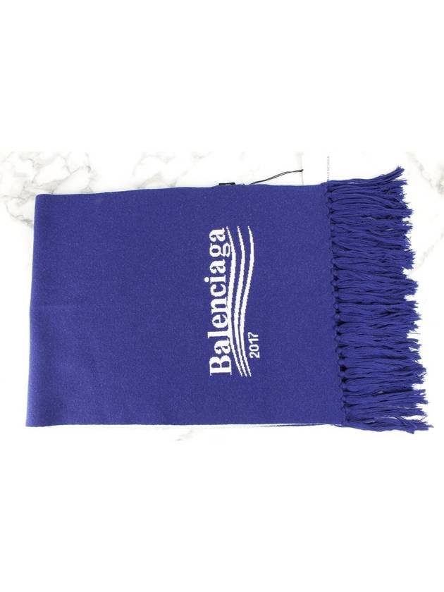 Luxury Balenciaga Trending 2026 Wave logo wool muffler blue