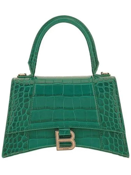 Luxury Balenciaga Trending 2026 Hourglass Crocodile Small Tote Bag Green