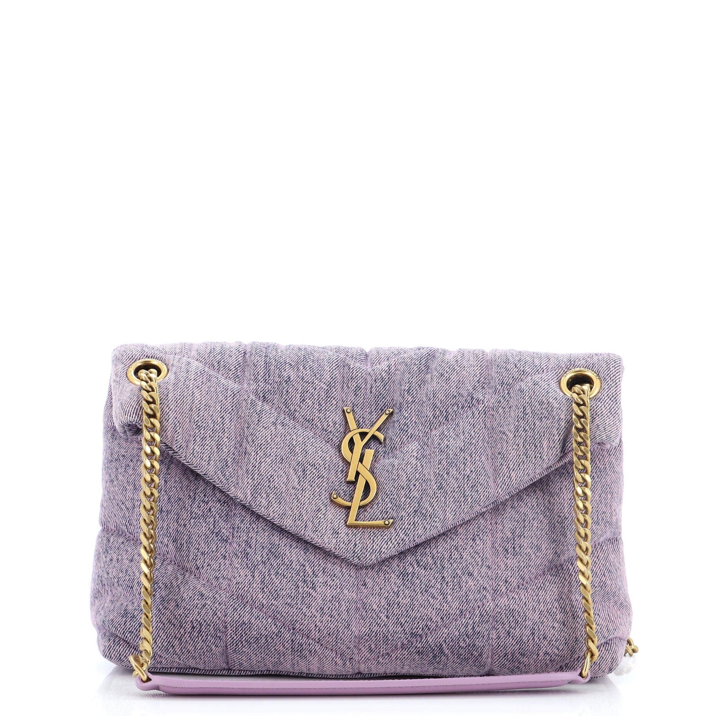 Luxury Saint Laurent Trending 2025 Loulou Puffer Shoulder Bag Quilted Vintage Denim Small