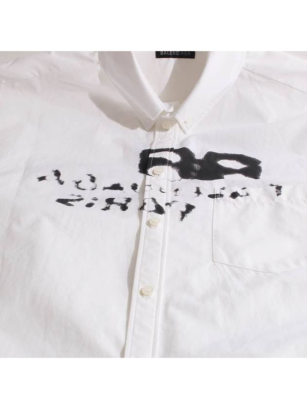 Luxury Balenciaga Trending 2026 Hand Drawn BB Overfit Long Sleeve Shirt White