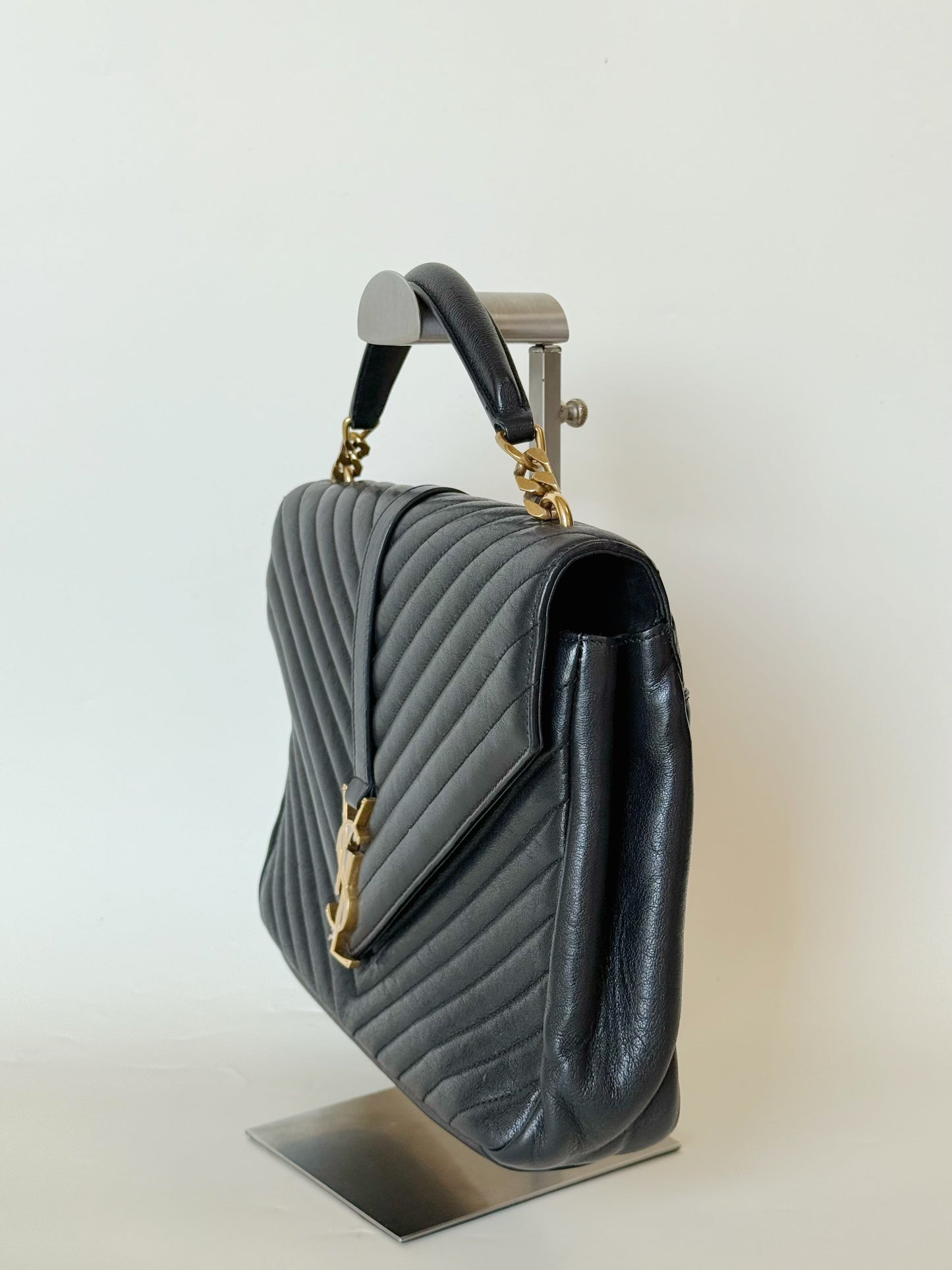 Saint Laurent Grain De Matelasse chevron monogram Stachel (Bundle with Louis Vuitton Clutch)