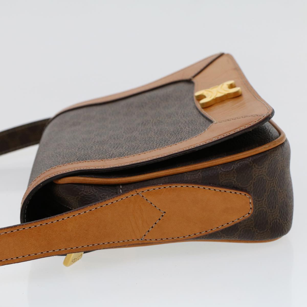 Luxury CELINE Macadam Canvas Shoulder Bag PVC Leather Brown  46305
