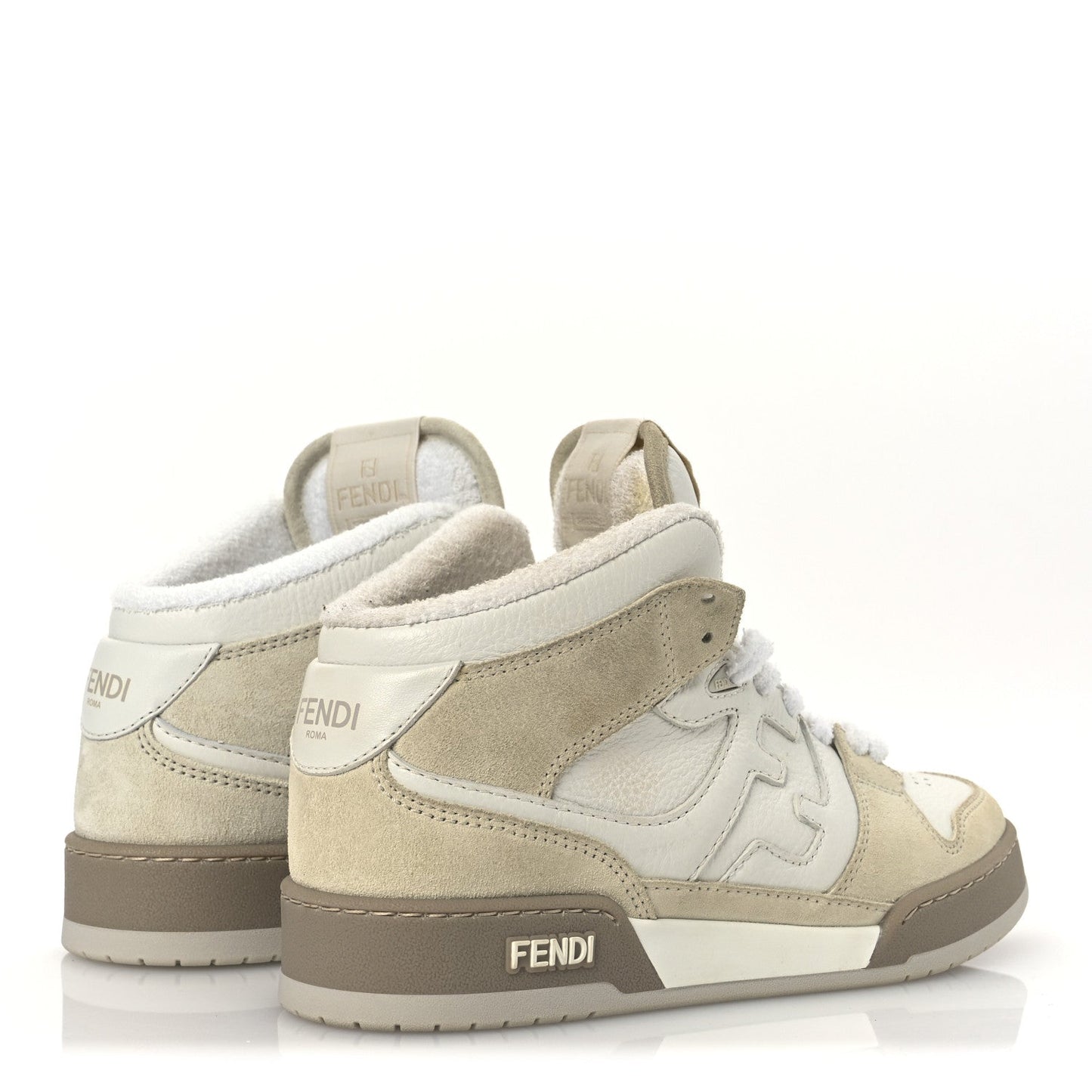 Fendi Suede Vitello Match High Top Sneakers 37 Ice White Ice Fendi White