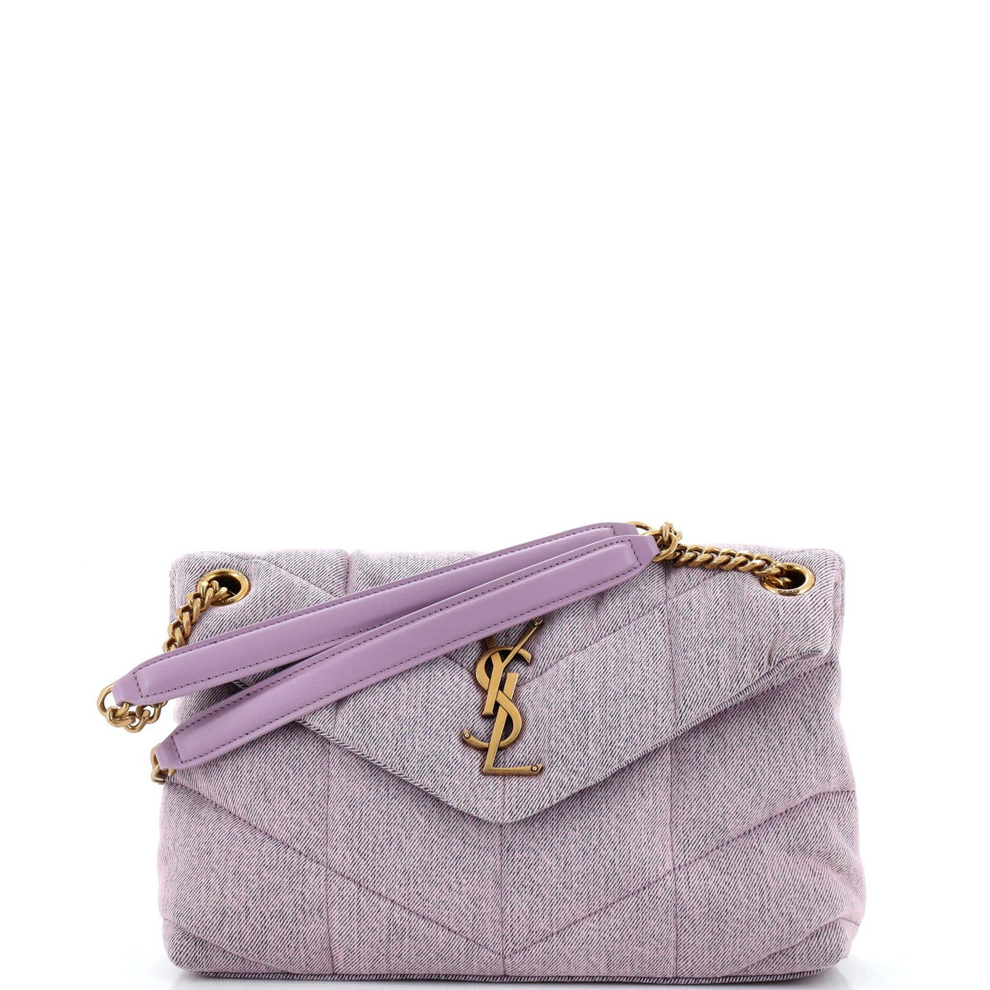 Luxury Saint Laurent Trending 2025 Loulou Puffer Shoulder Bag Quilted Vintage Denim Small