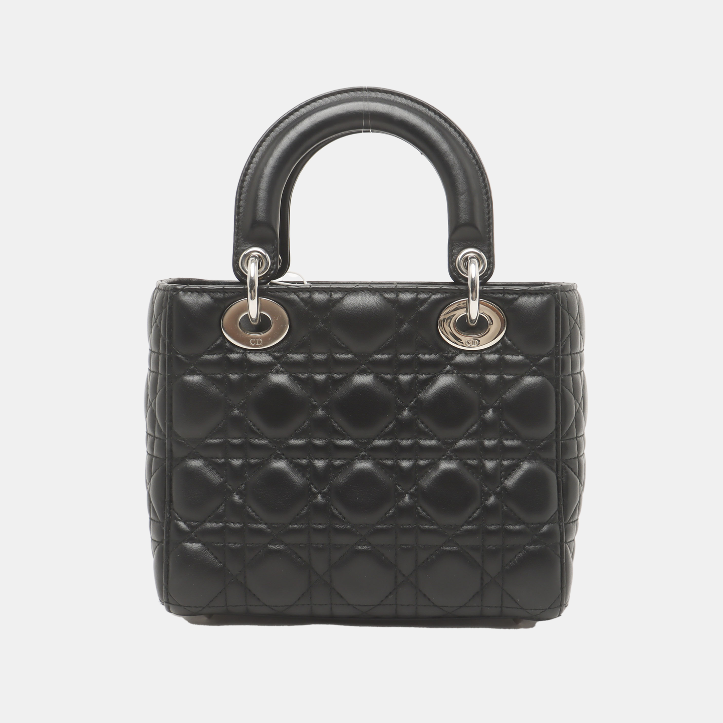 Lady Dior Small My Abcdior Black Lambskin Leather Silver Hardware