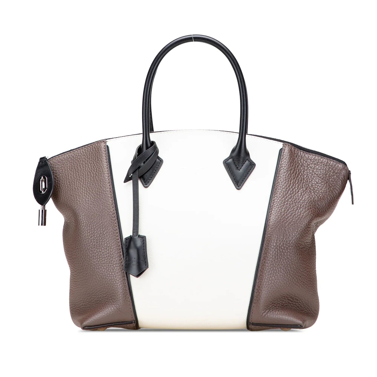 White Louis Vuitton Bicolor Taurillon Cuir Soft Lockit PM Satchel