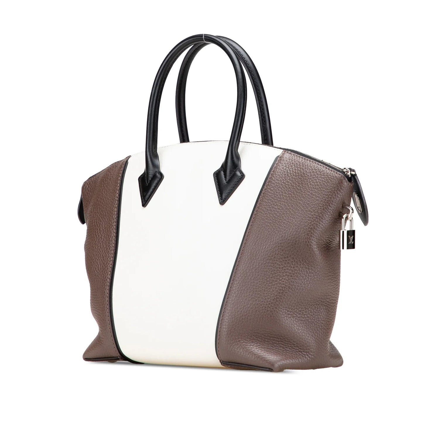 White Louis Vuitton Bicolor Taurillon Cuir Soft Lockit PM Satchel