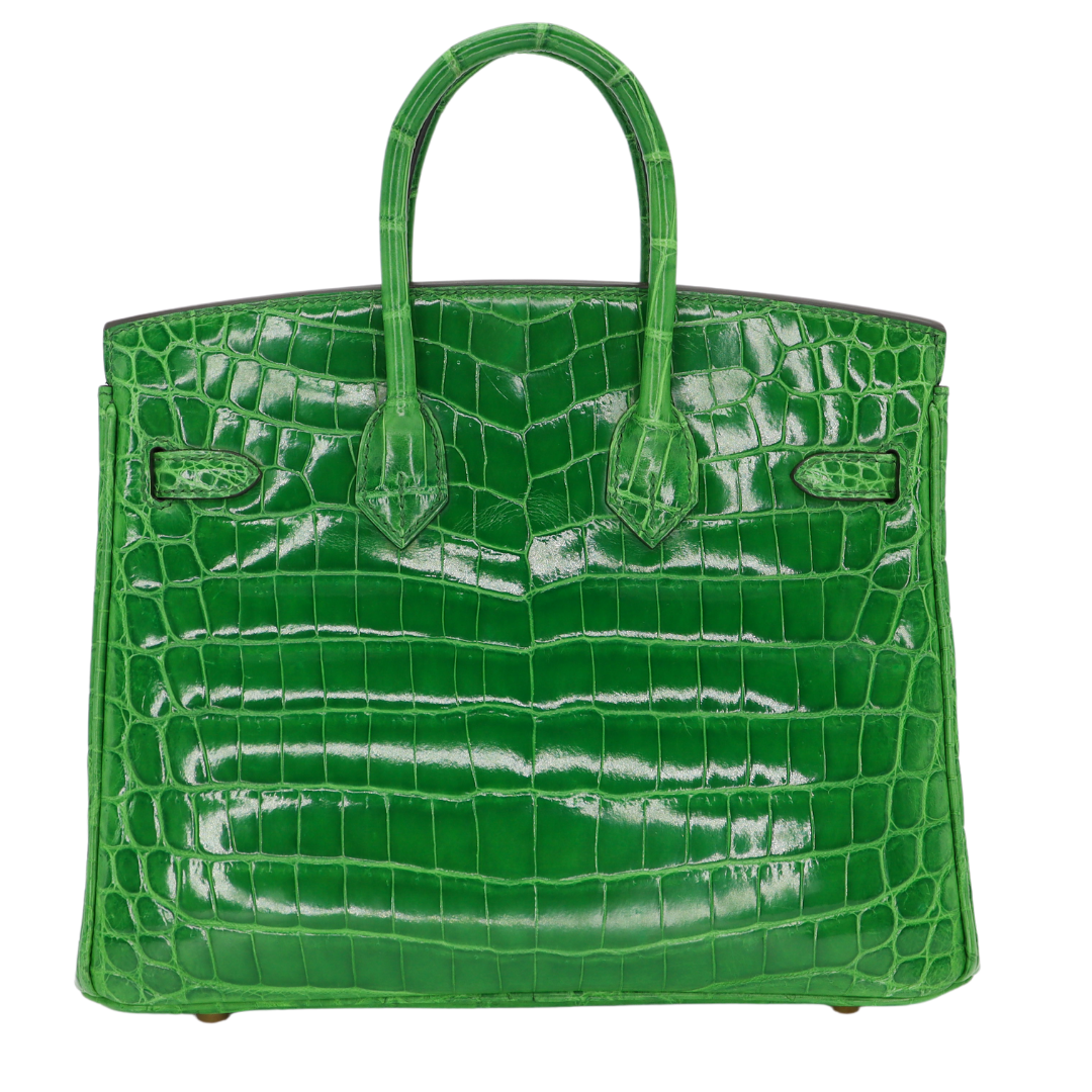 Hermes25cm Birkin Cactus Shiny Niloticus Crocodile Gold Hardware