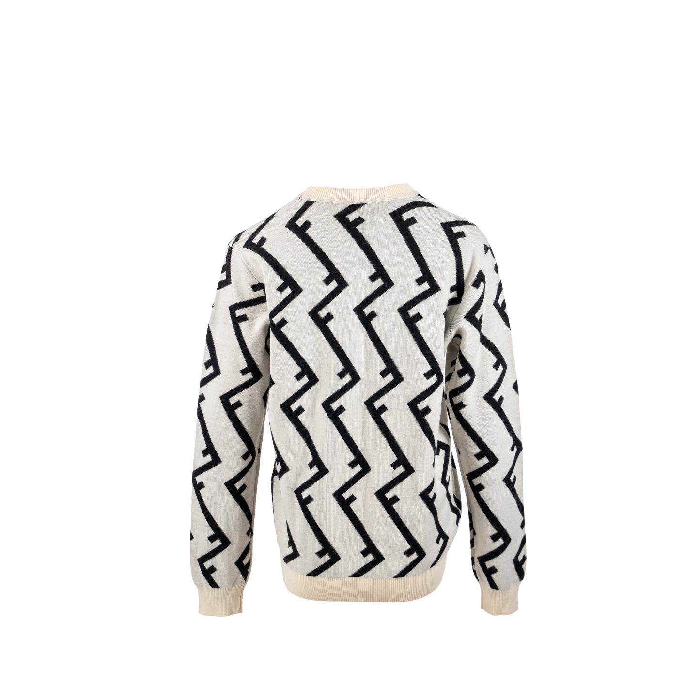 Fendi Size 48 Geometric Sweater Wool White/Black