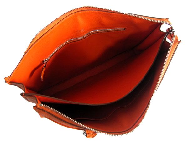Luxury Hermes Briefcases H2097 Briefcase Cow Leather Orange Handbag