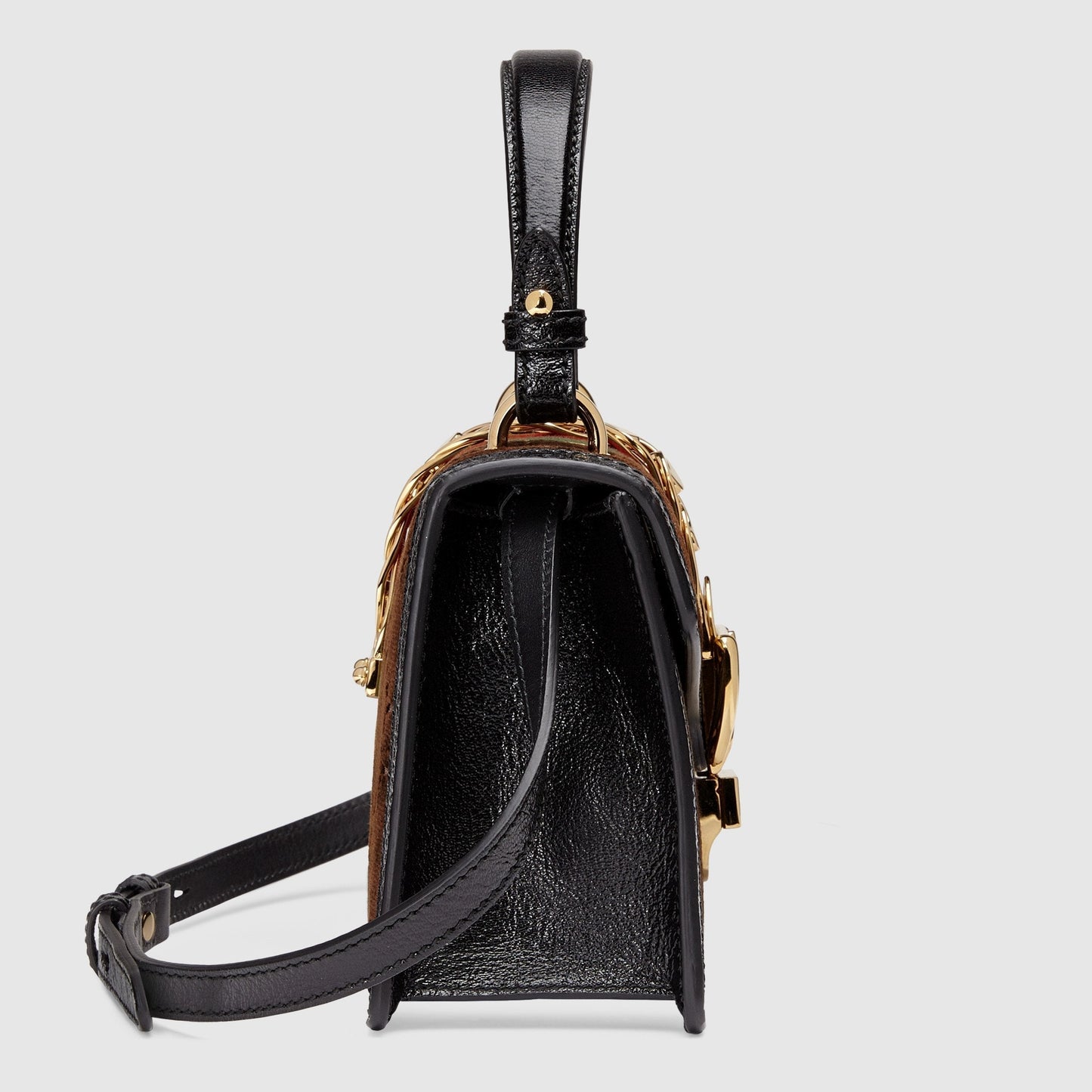 Gucci Sylvie GG Velvet Small Shoulder Bag Brown