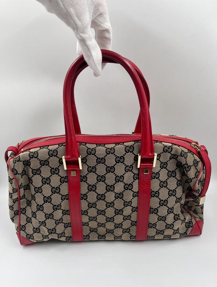 Gucci Boston Leather Canvas Shoulder Bag Style 1
