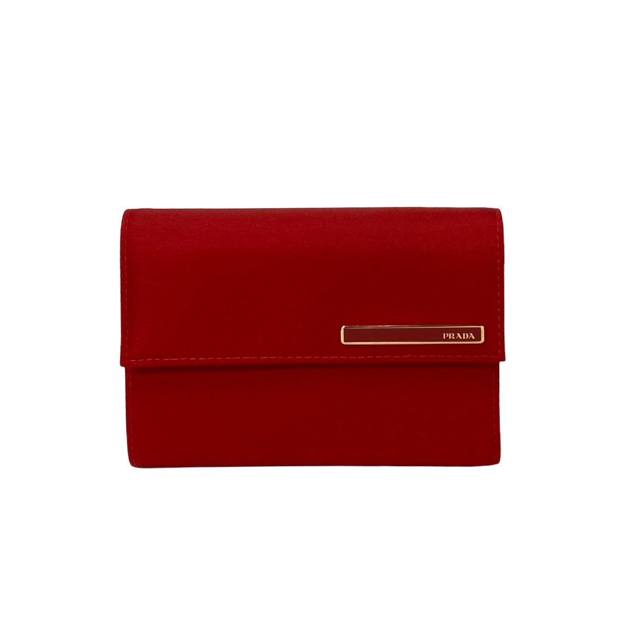 PRADA Bifold Wallet Nylon, Leather Red Women