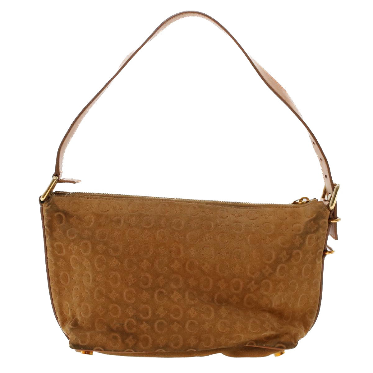 Luxury CELINE C Macadam Canvas Shoulder Bag Suede Leather Brown  47408