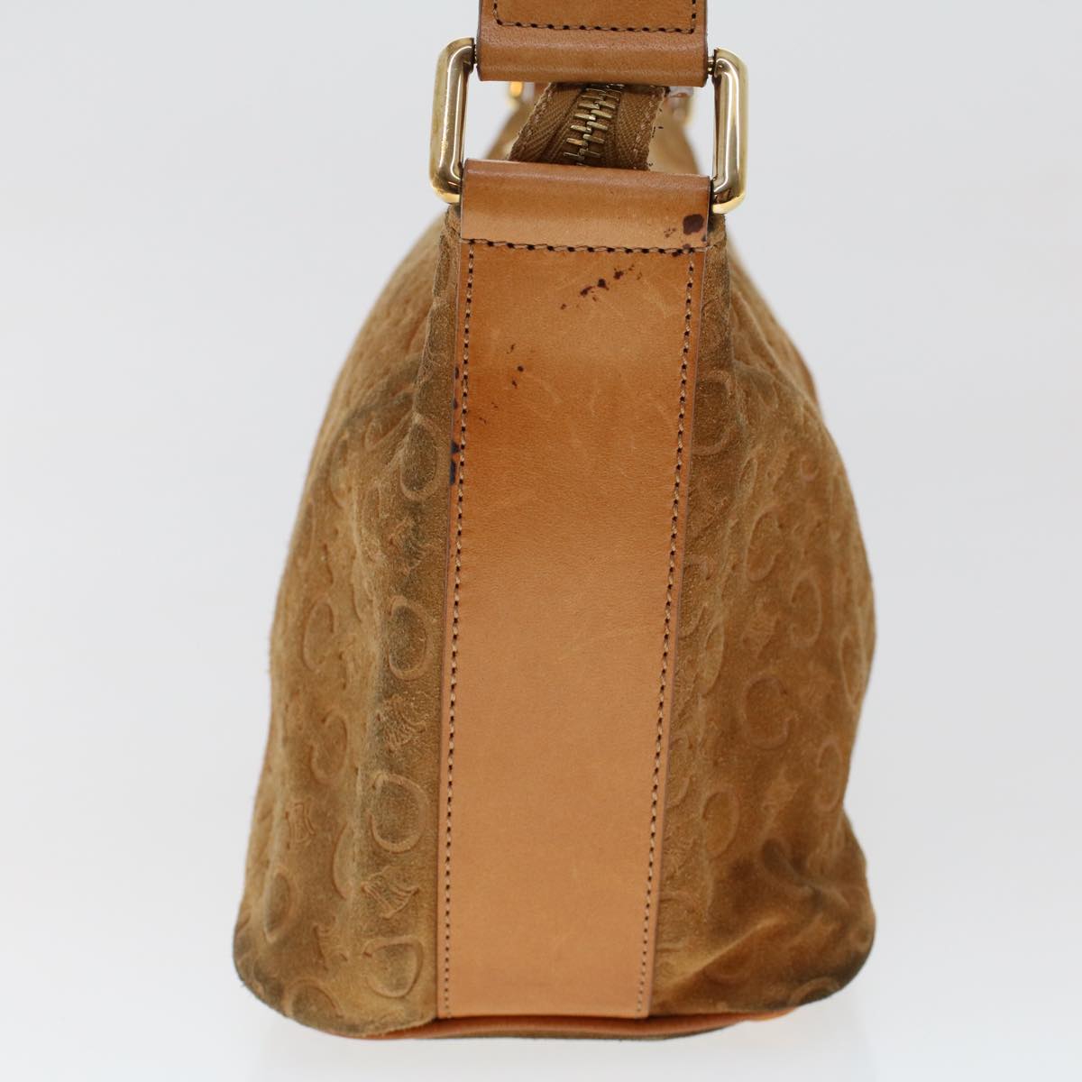 Luxury CELINE C Macadam Canvas Shoulder Bag Suede Leather Brown  47408