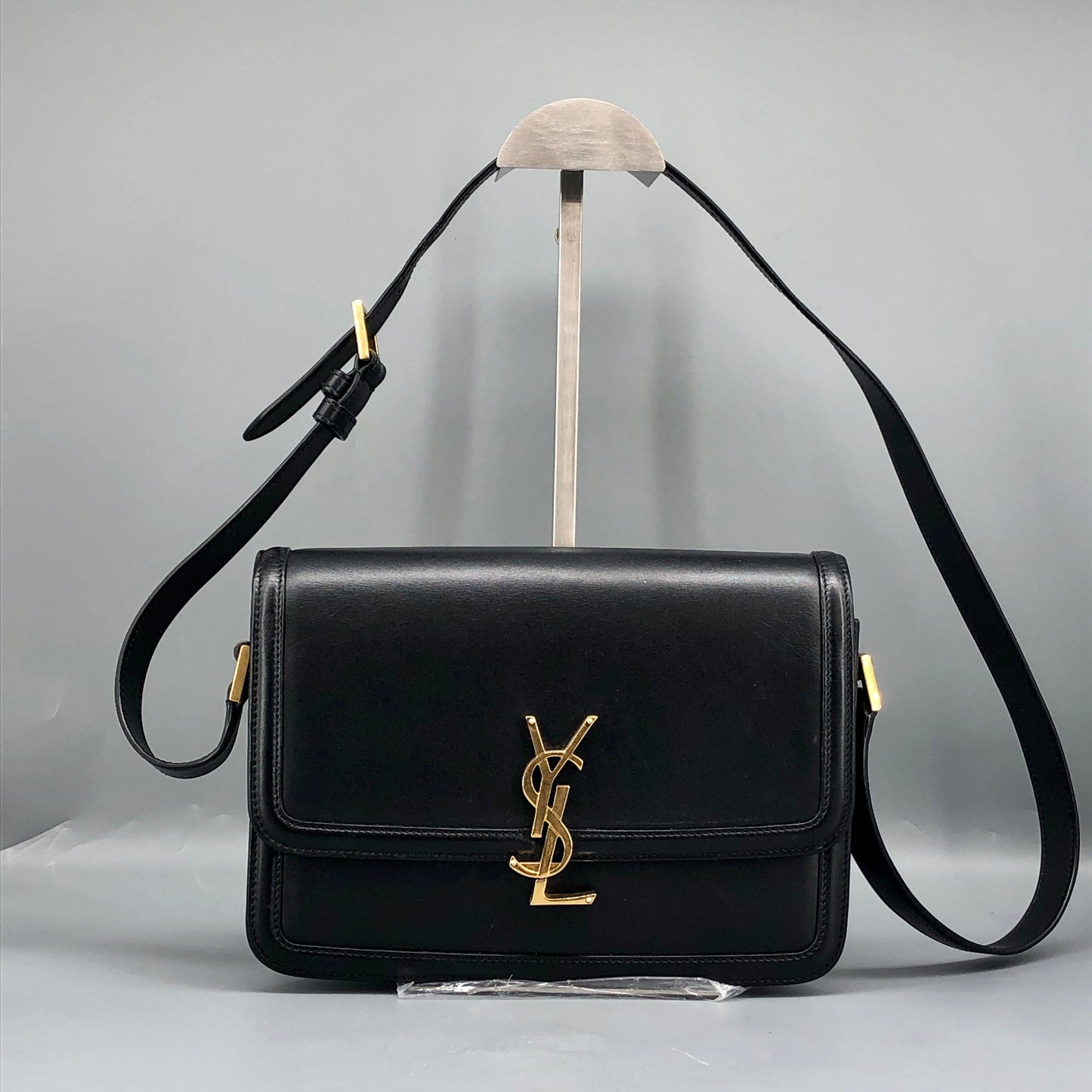 Saint Laurent Box Calfskin Solferino Satchel Bag Black