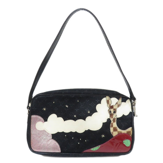 Louis Vuitton Black Silk Pochette accessoires clutch bag