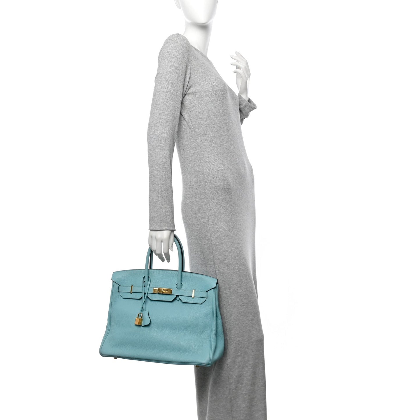 Hermes Taurillon Clemence BIRKIN 35  Bleu Atoll