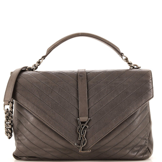 Luxury Saint Laurent Trending 2025 Classic Monogram College Bag Matelasse Chevron Leather Large