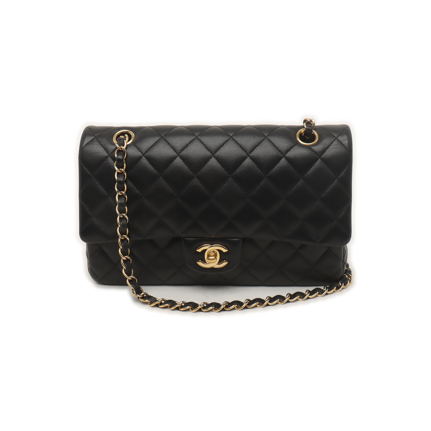 Chanel Timeless Classic Flap Medium Black Lambskin Leather Gold Hardware, 2015-16