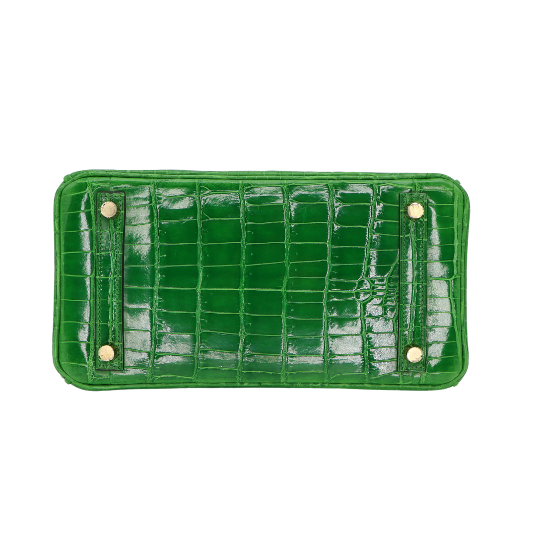Hermes25cm Birkin Cactus Shiny Niloticus Crocodile Gold Hardware