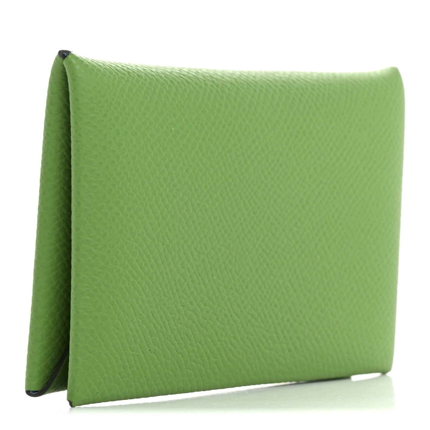 Hermes Epsom Verso Calvi Card Case Vert Yucca Celeste