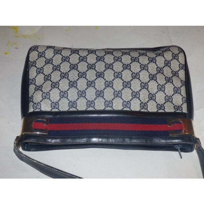 Gucci Vintage Pursesdesigner Purses Shades Of Blue With Large G Logo Coated Canvas And Leather Shoul