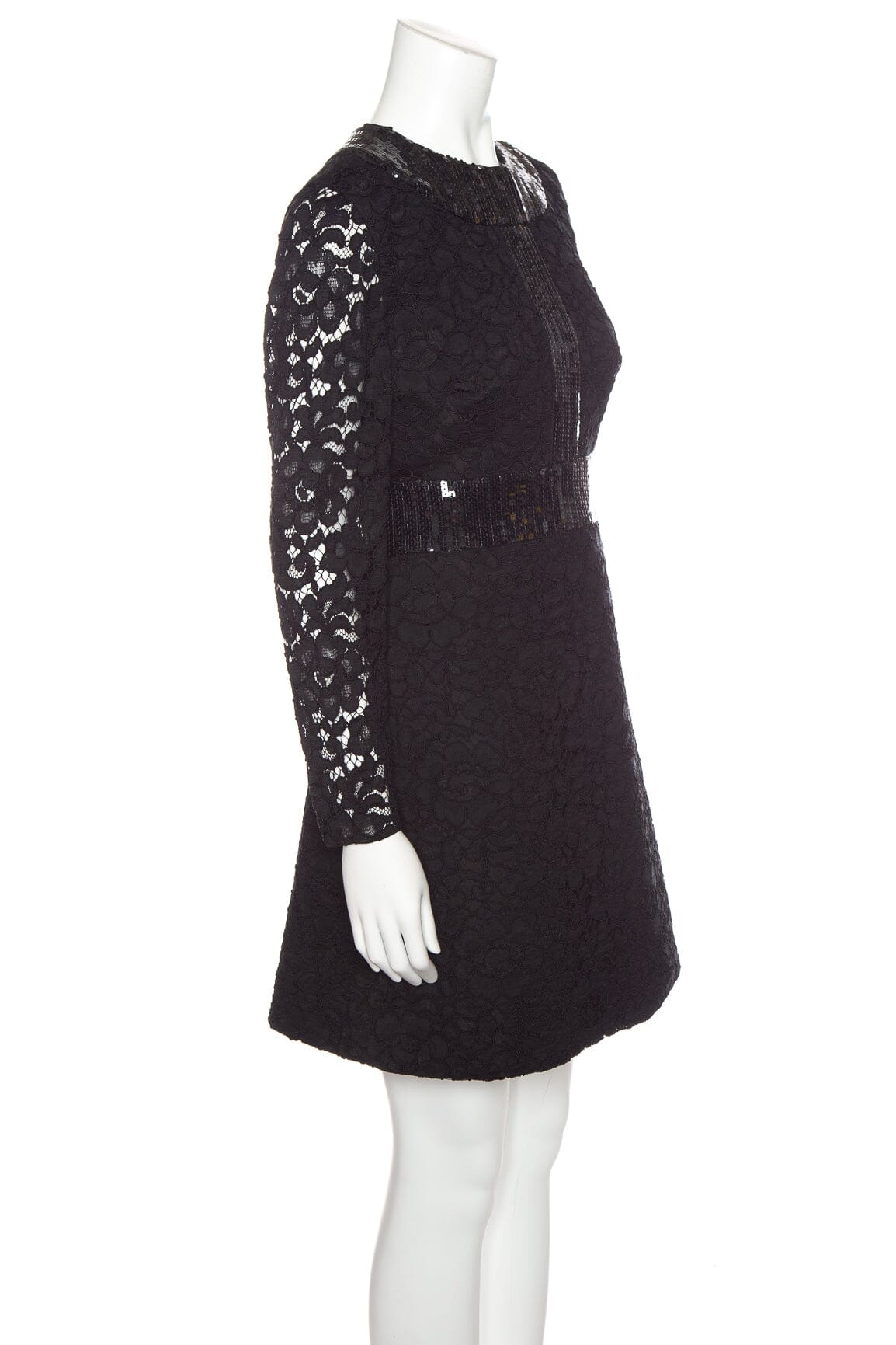 Saint Laurent 2014 Black Guipure Lace and Sequin Dress SZ 40