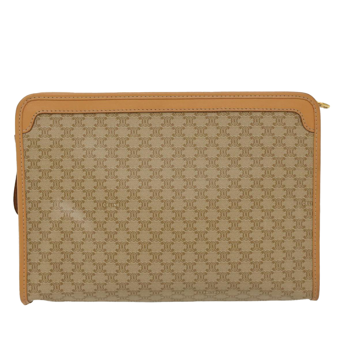 Luxury CELINE Macadam Canvas Clutch Bag PVC Leather Beige 48156