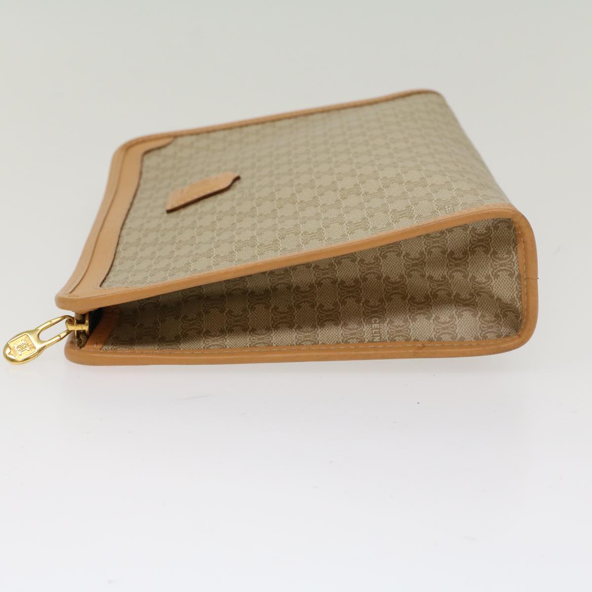 Luxury CELINE Macadam Canvas Clutch Bag PVC Leather Beige 48156