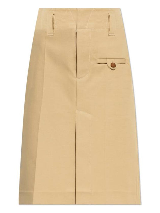 Luxury Bottega Veneta Pocket H-Line Skirt Beige