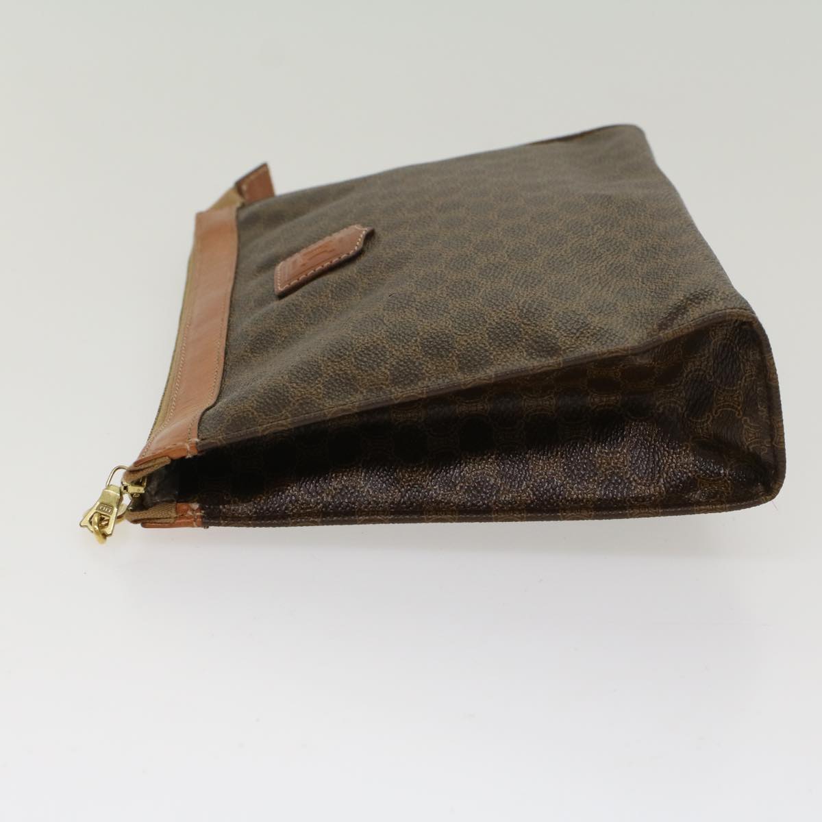 Luxury CELINE Macadam Canvas Clutch Bag PVC Leather Brown  48205