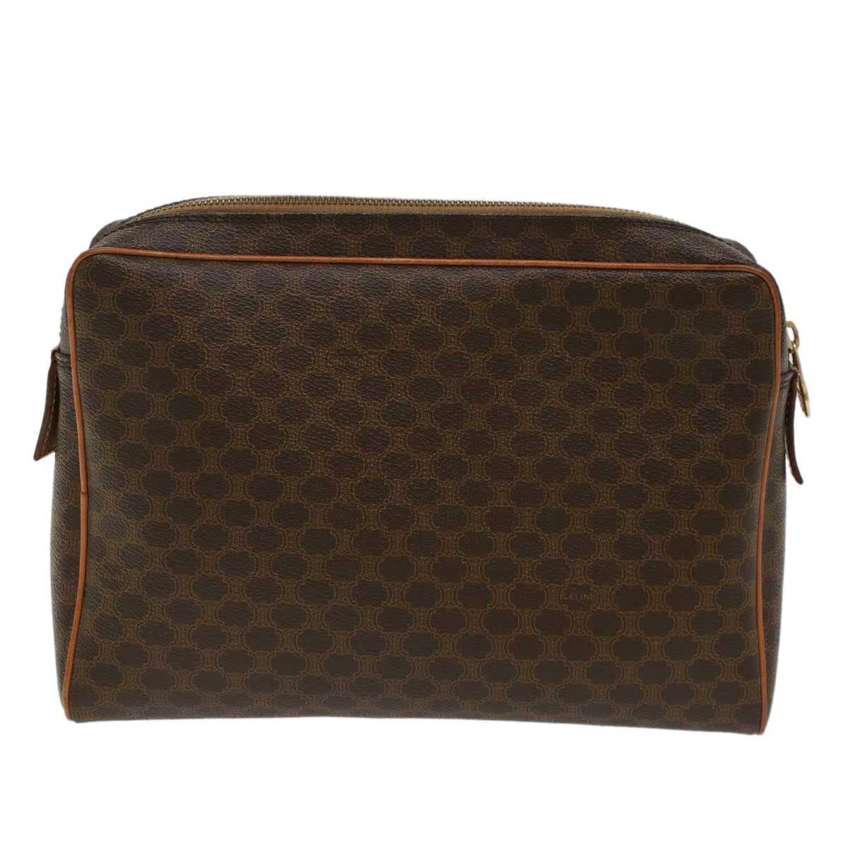 Luxury CELINE Macadam Canvas Clutch Bag PVC Leather Brown  48215