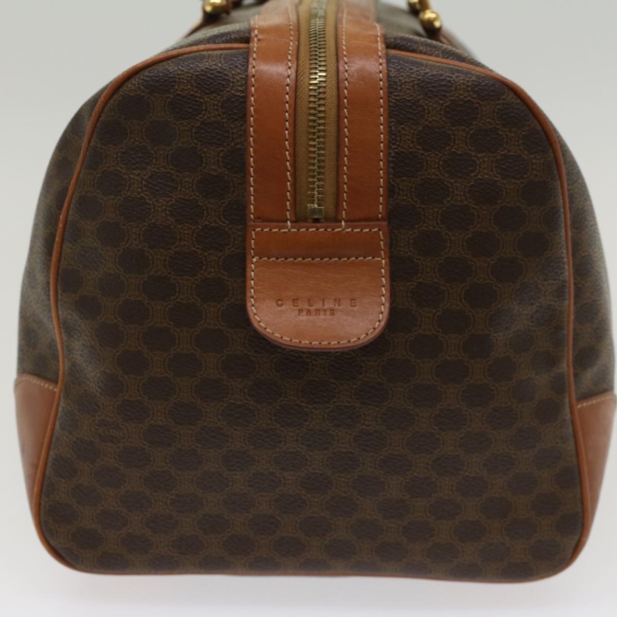 Luxury CELINE Macadam Canvas Boston Bag PVC Leather Brown  48230