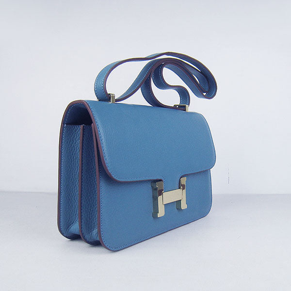 Luxury Hermes calf Leather Message Bag H020 blue golden