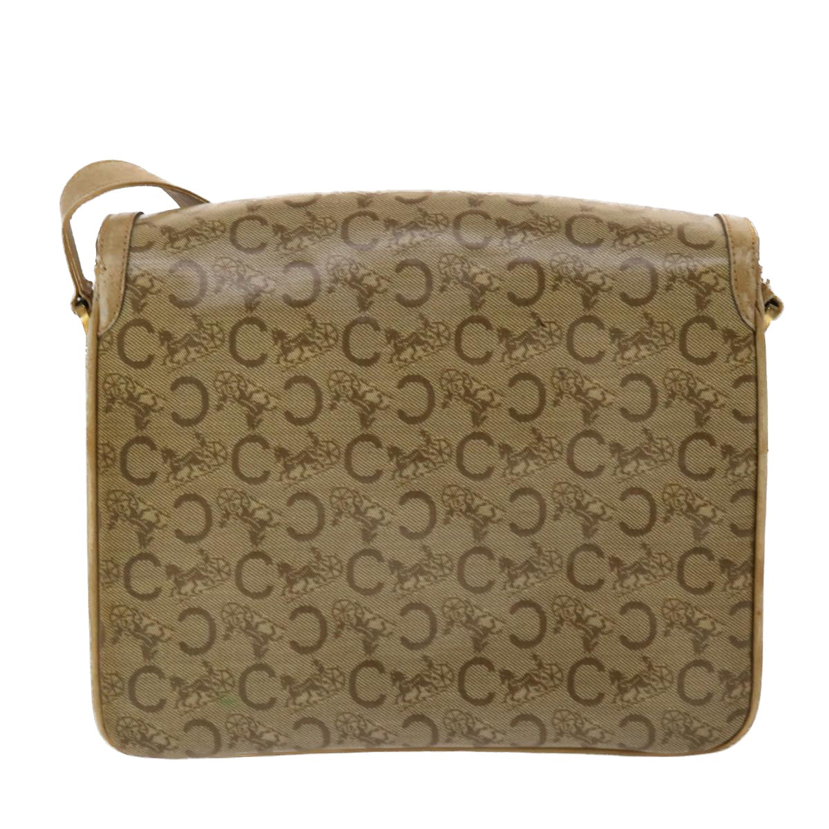 Luxury CELINE C Macadam Canvas Shoulder Bag Beige  48459