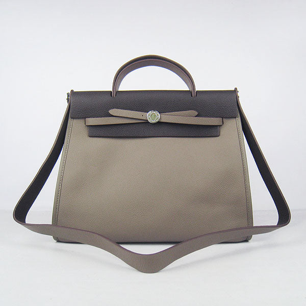 Luxury Hermes Herbag 60667 Ladies Cow Leather Grey