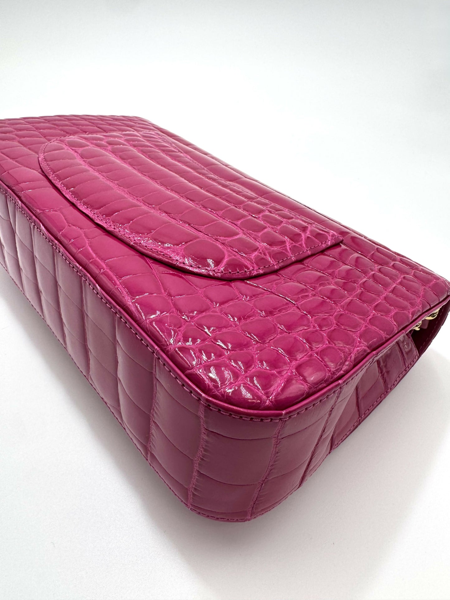 Chanel  Medium Pink Crocodile Flap Bag