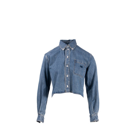 Celine Size Cropped Shirt Cotton in Union Ocean Wash Denim Blue