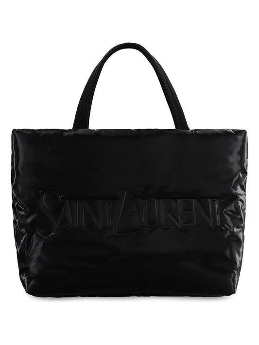 Luxury Saint Laurent Trending 2025 Men's Padded Nylon Tote in Black | 756269FACY8 Color 1000