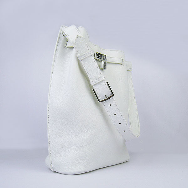 Luxury Hermes Nappa Leather Shoulder Bag H2804 white Silver