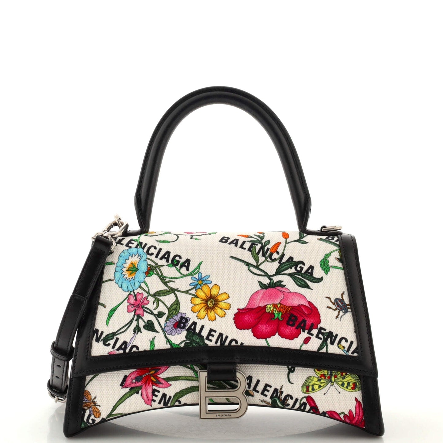 Gucci x Luxury Balenciaga Trending 2026 The Hacker Project Hourglass Top Handle Bag Flora Canvas Small