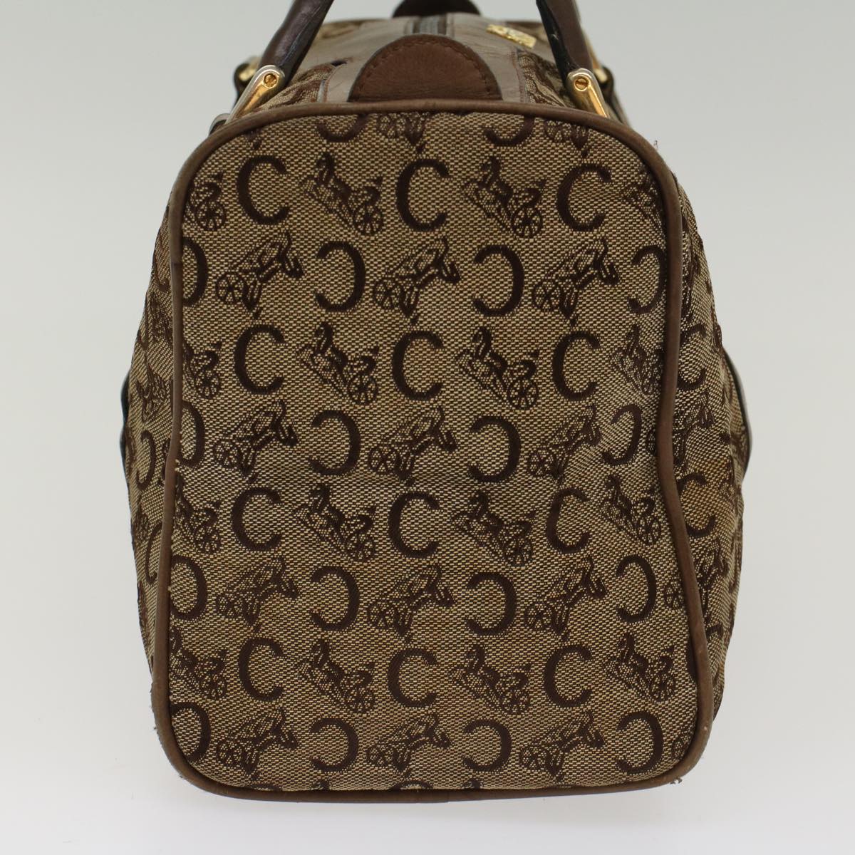 Luxury CELINE C Macadam Canvas Hand Bag Canvas Leather Brown Beige  49314