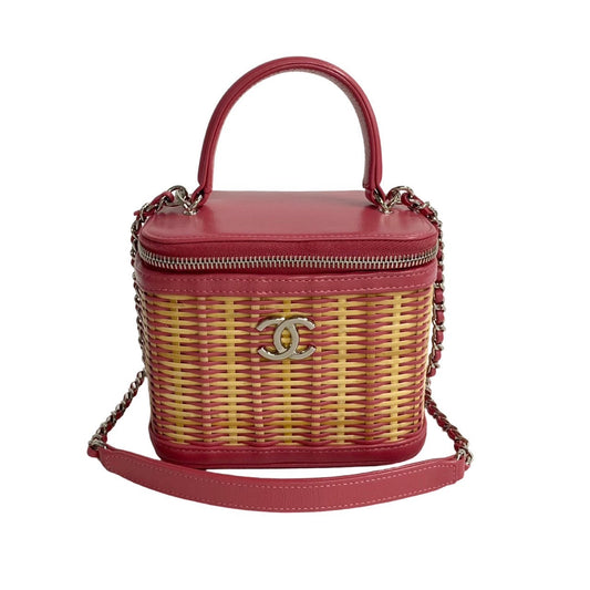 Chanel CC Raffia Vanity Case Natural Crossbody Bag in