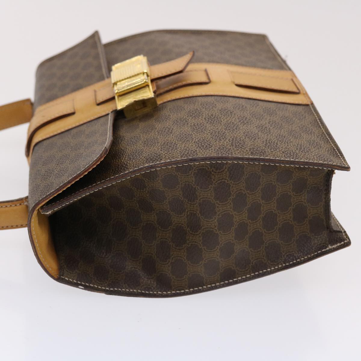 Luxury CELINE Macadam Canvas Hand Bag PVC Leather Brown  49820