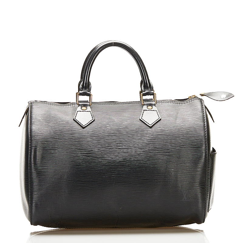 Louis Vuitton Black Leather Speedy 30 handbag bag