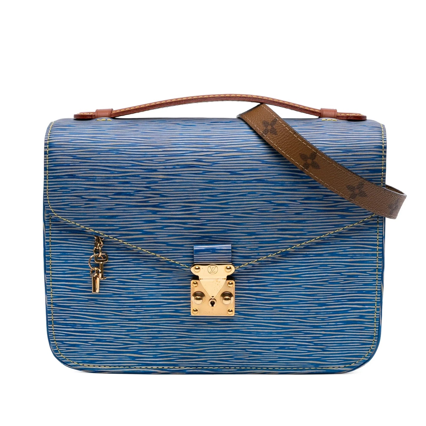 Blue Louis Vuitton Epi Denim Pochette Metis Satchel